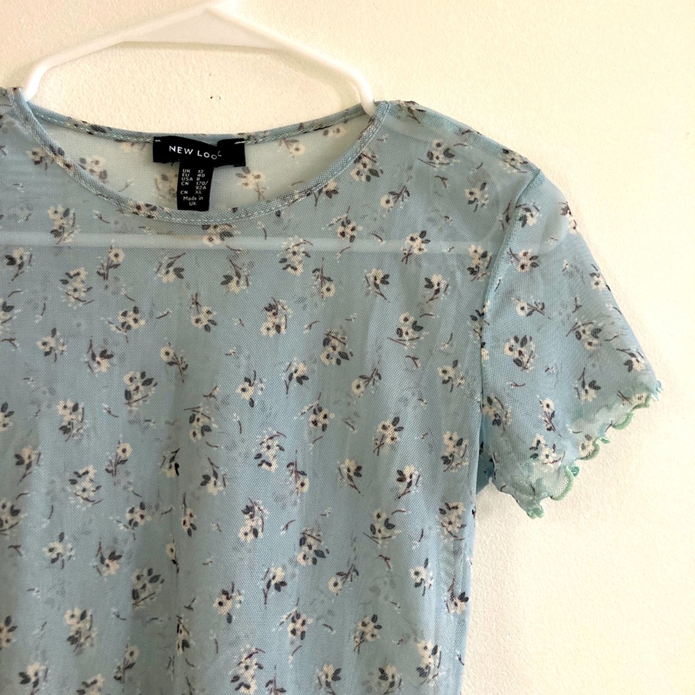 asos mesh cropped flower shirt